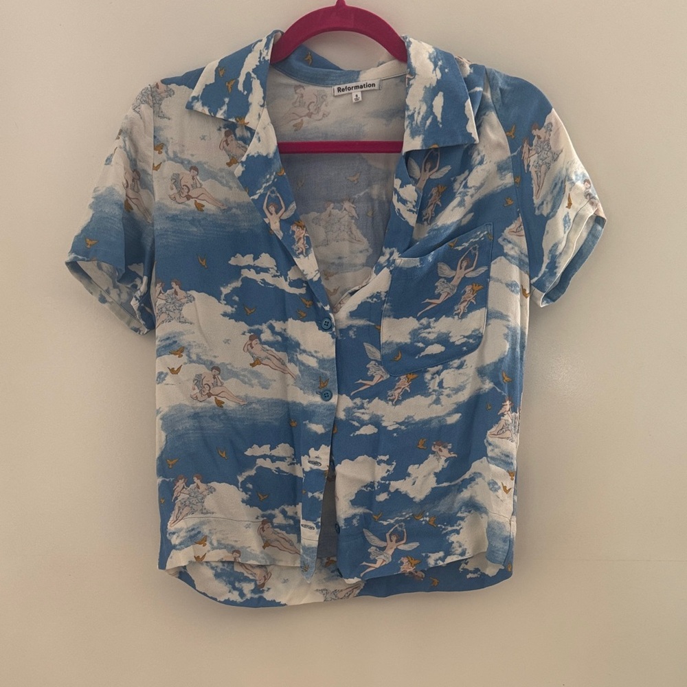 Reformation Angel Cloud Print Top Sz S